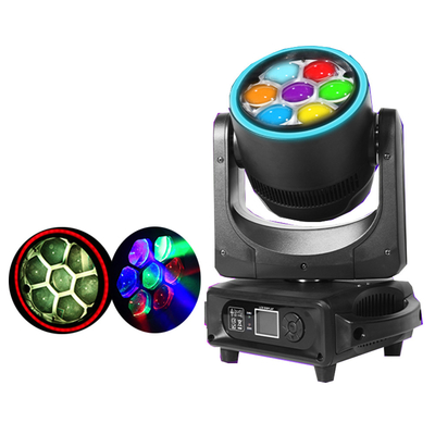 7PCS 40W RGBW 4 In1 LED ズーム ミツバチ 目 移動 頭灯 補助灯付き DJ ディスコステージパーティーライト